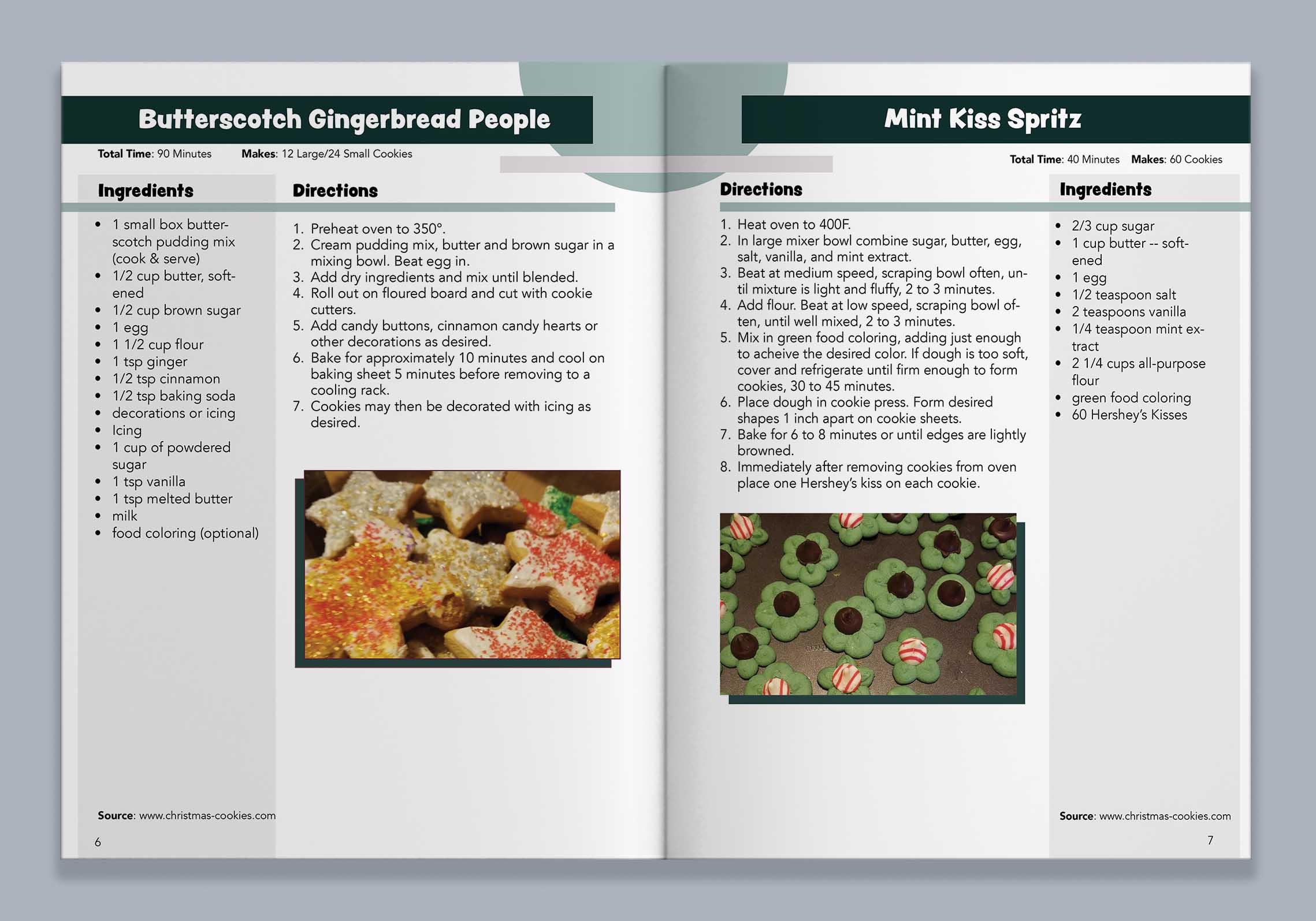 Recipe book mockup using green color palette.